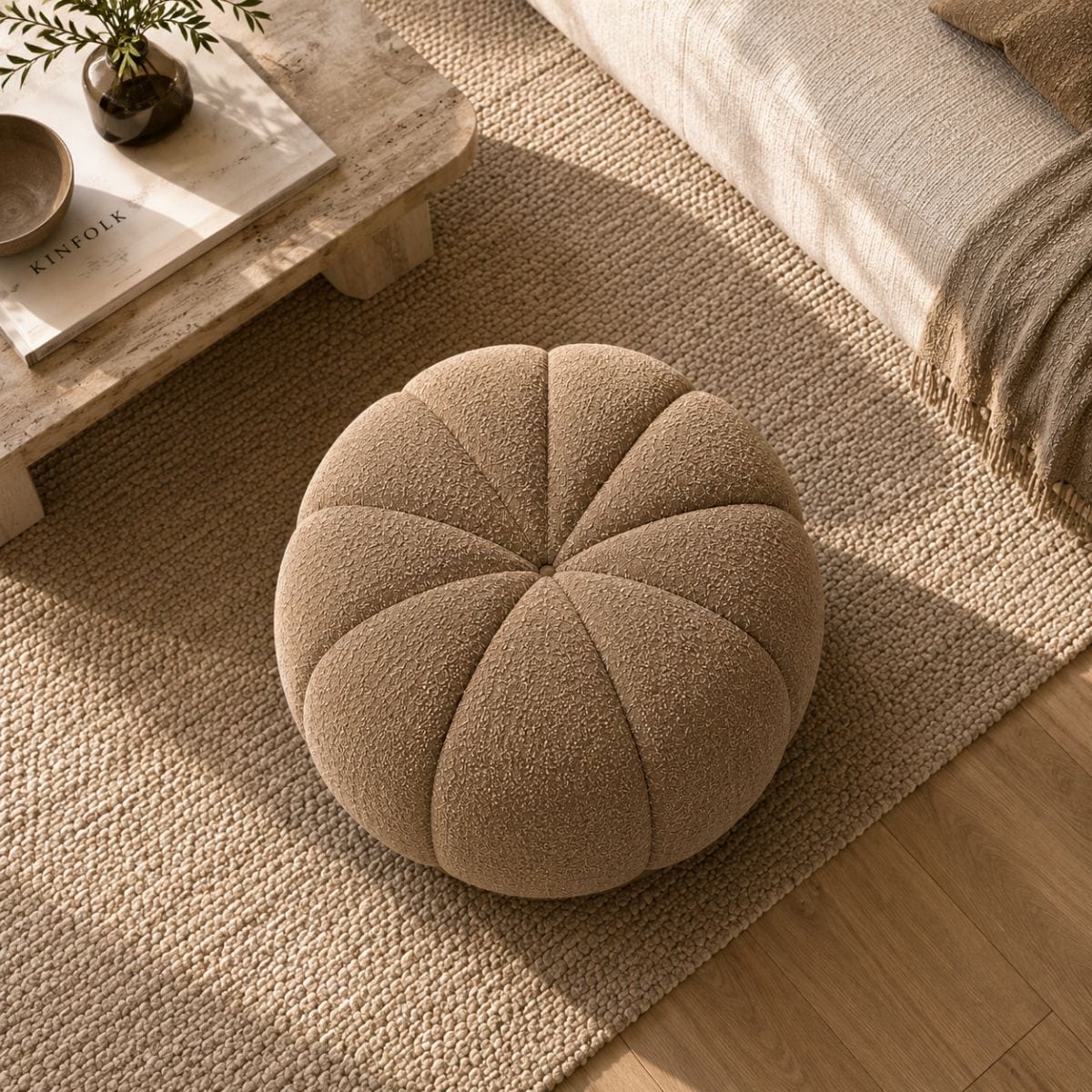 Otomana NOVA tapizada en Bouclé Premium color Beige Arena de NOVA LIVING
