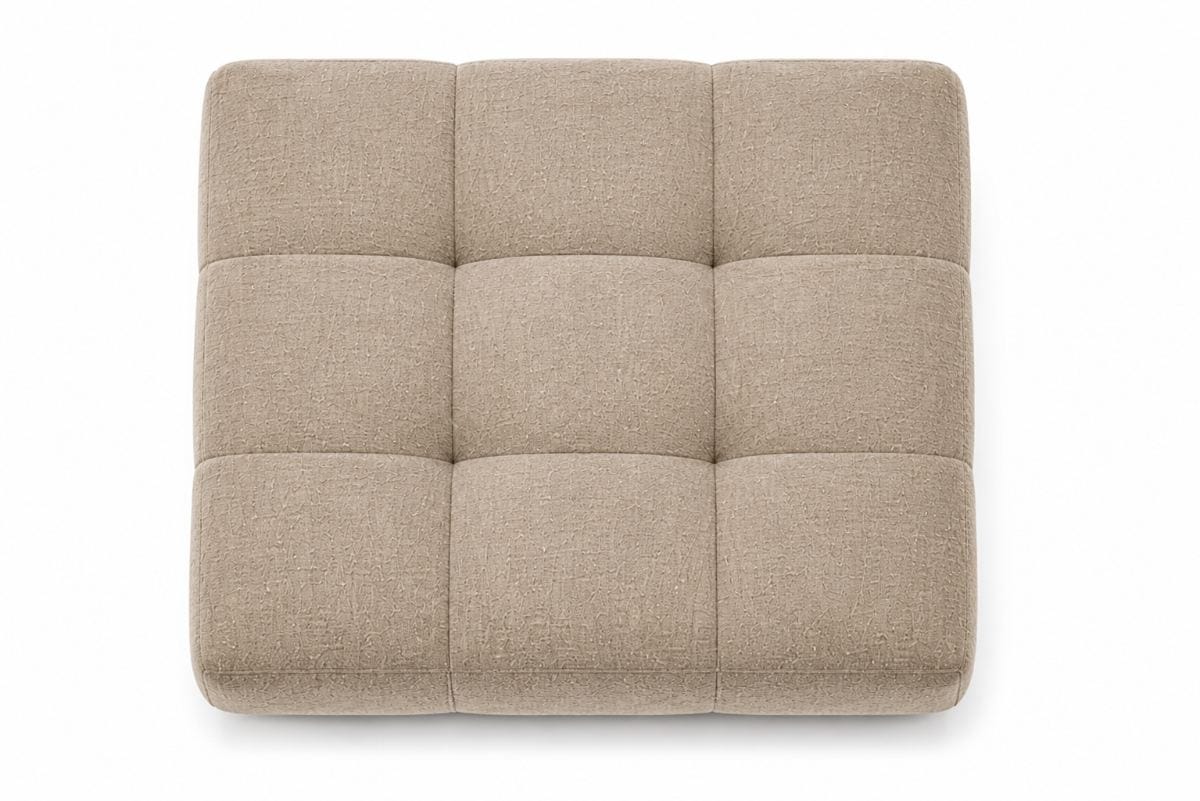 Otomana Siena tapizada en Bouclé Premium color Taupe Arena con base de madera natural | NOVA LIVING