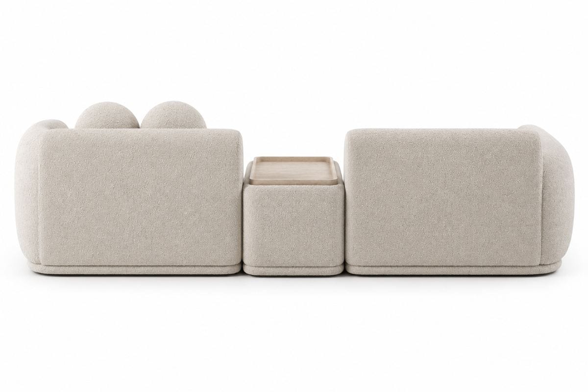 Sofá Nova Bellagio modular con consola central y bandeja de madera